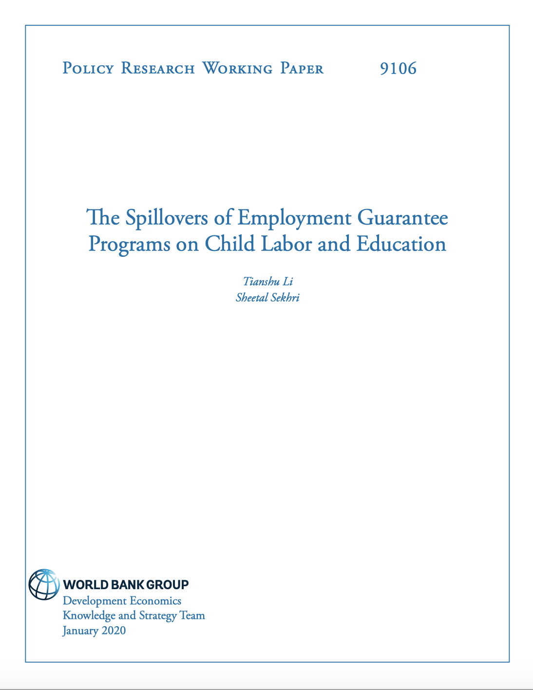 The Spillovers Of Employment Guarantee Programs On Child Labor And Education